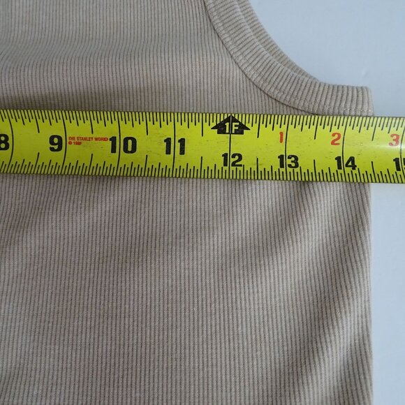 Pink Rose Sleeveless Ribbed Beige Midi Tank Dress Women Size M With Side Slit - Picture 9 of 10